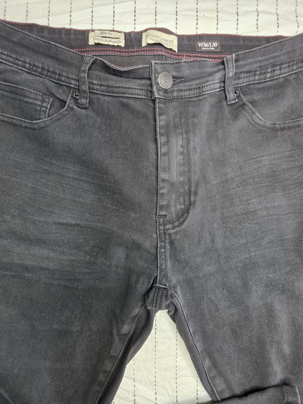 Scott James England Slim Fit Washed Black Jeans Size 36x30 Denim Staple
